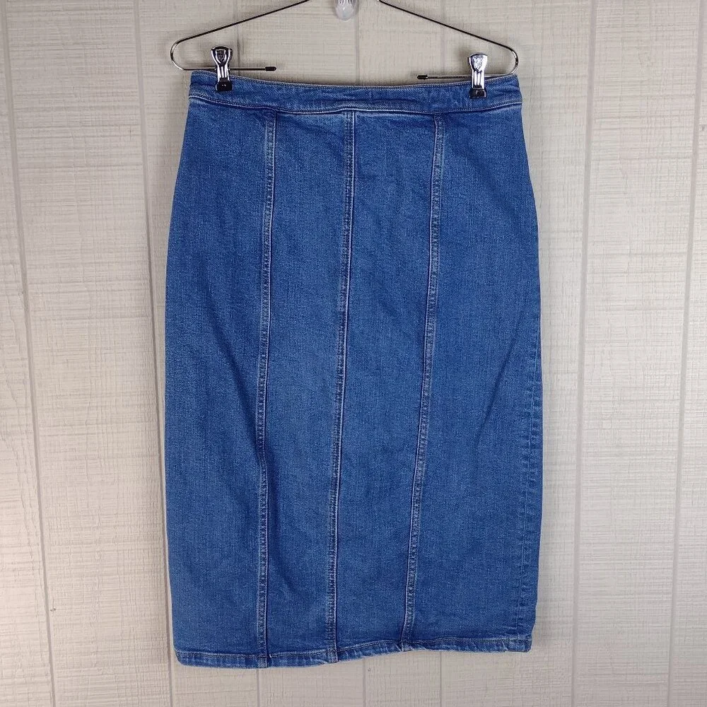 Anthropologie Pilcro Denim Pencil Skirt Button Front Stretch Straight - Picture 6 of 6